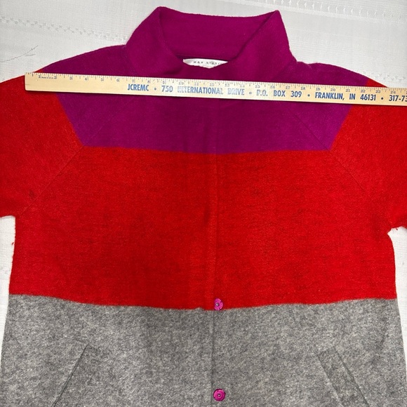 Max Studio~Wool Blend|Colorblock Coat in Red, Gray, and Purple~Size 1X - Picture 10 of 15
